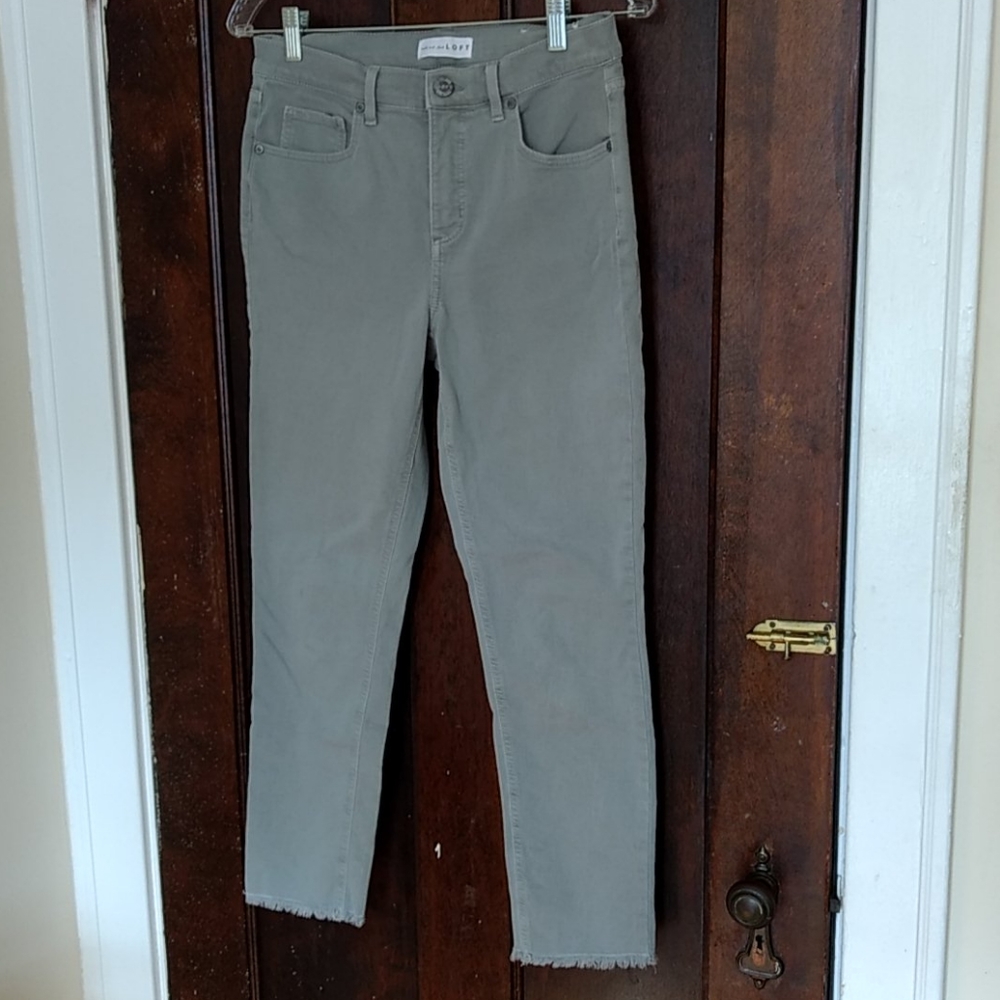Sage green Loft modern skinny crop jeans